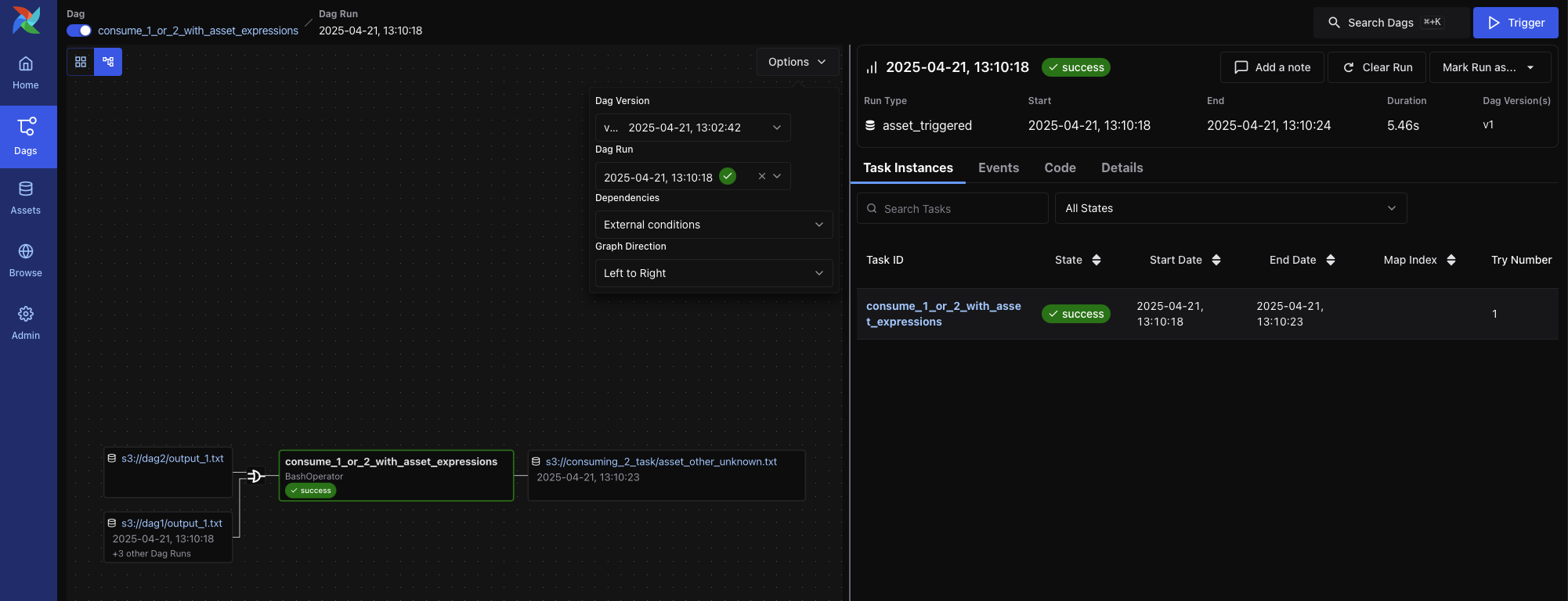 DAG Graph View - External Conditions Only (dark mode)