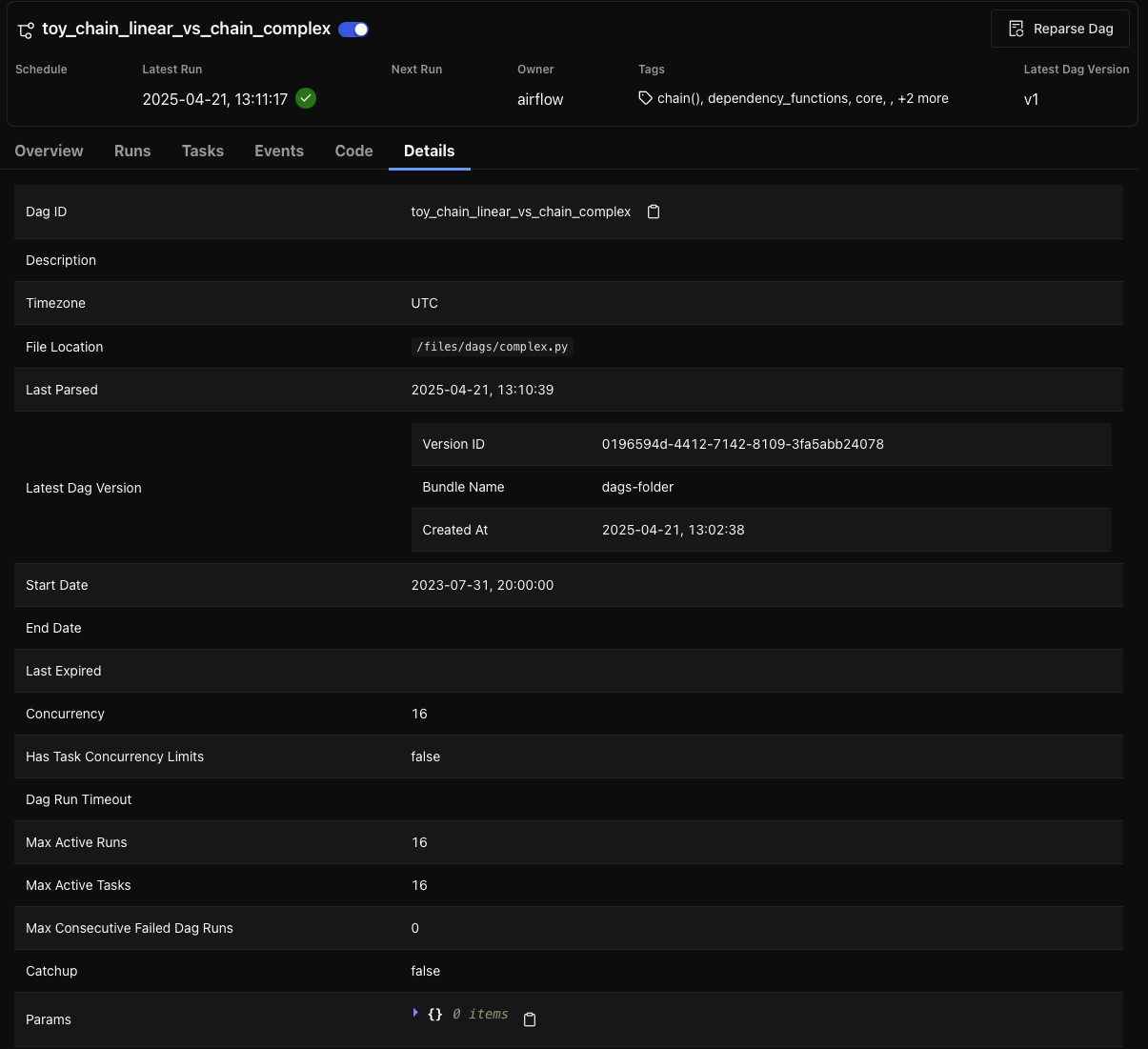 DAG Details Tab (Dark Mode)